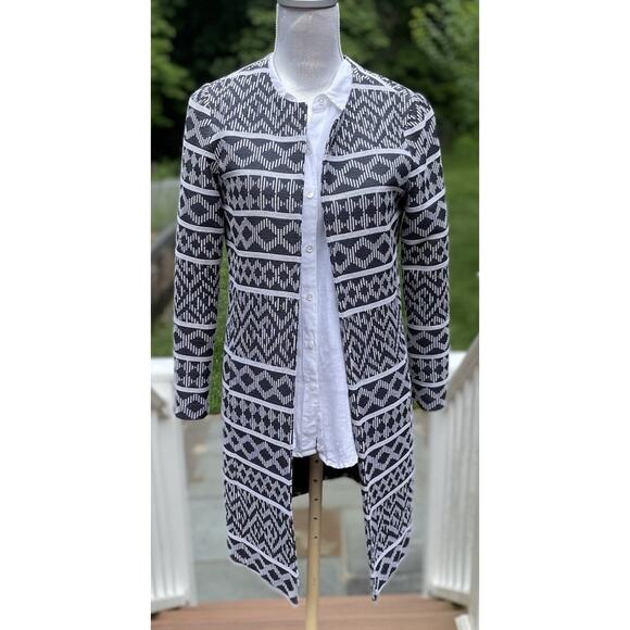 Alice Walk Women’s Jacket Open Blazer Embroidered Black White Pattern Sz 6 - Picture 1 of 11